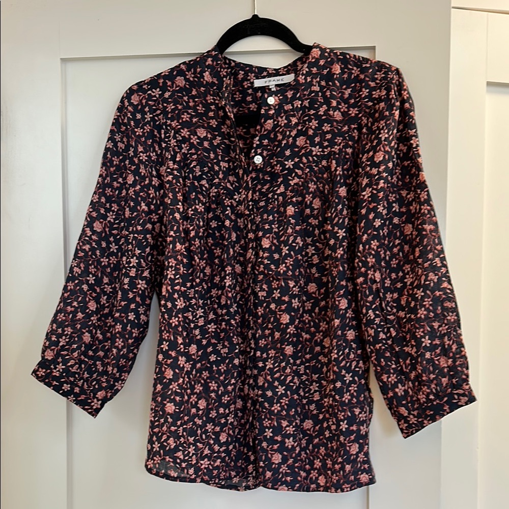 Frame  Buttoned 3/4 Sleeve Blouse
